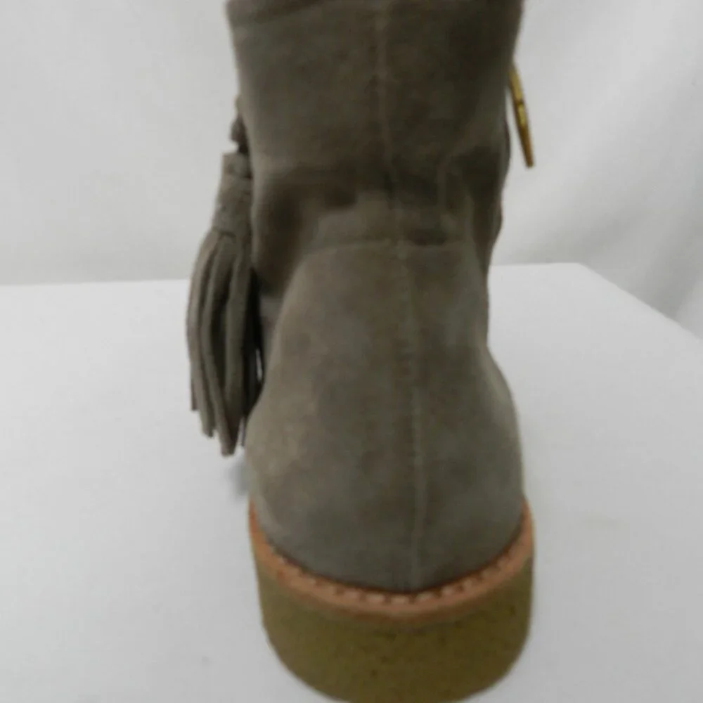 Kate Spade Bellamy Suede ankle boots booties w/tassel zip up Taupe NEW Size Sz 7
